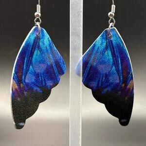 🦋 Blue Butterfly Wing–Inspired Fabric Earrings | Lightweight 🦋